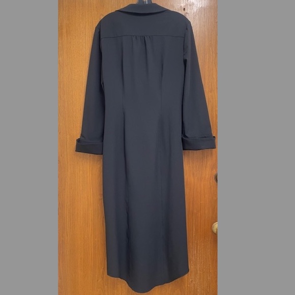 EUC Cinq a Sept Black McKenna Midi Dress Twist Front Slit - Picture 11 of 12